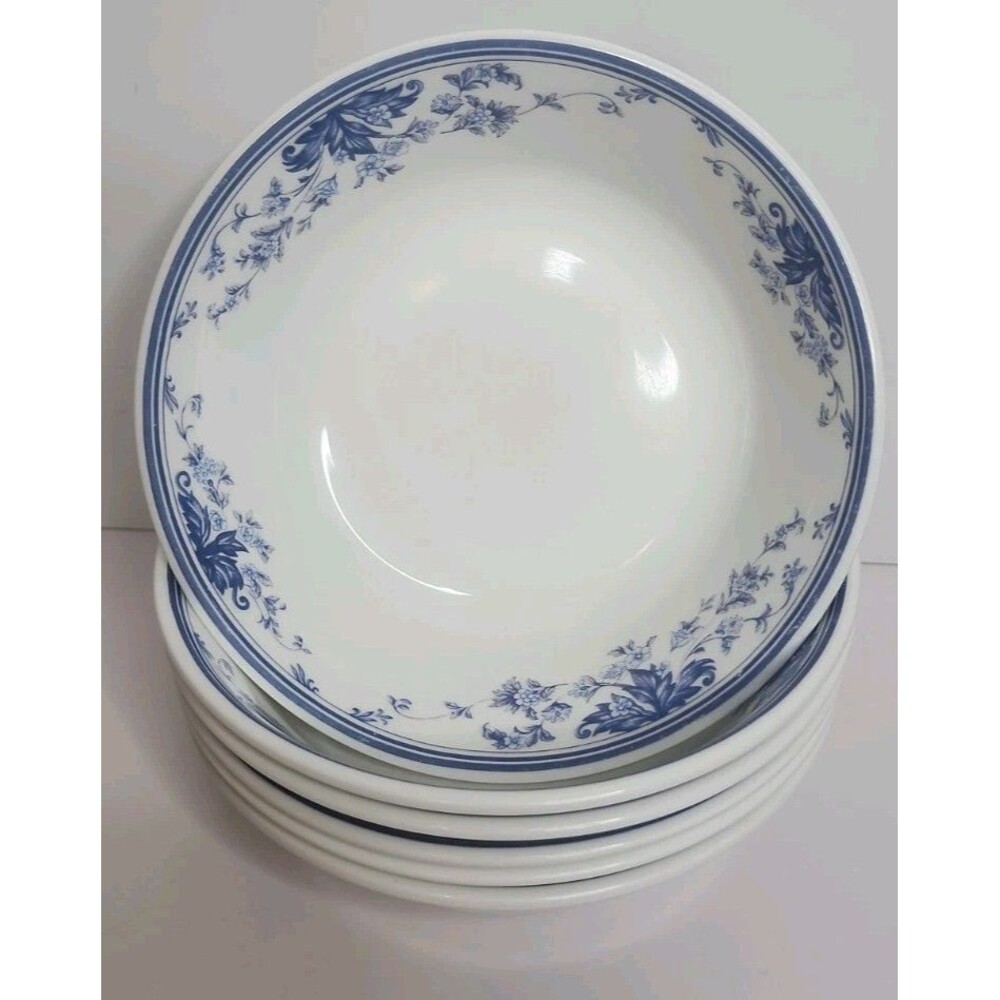 Set Of 6 Lenox Dutch Lace Soup Cereal Bowl Blue Floral 6 1/2" Casual Images EUC